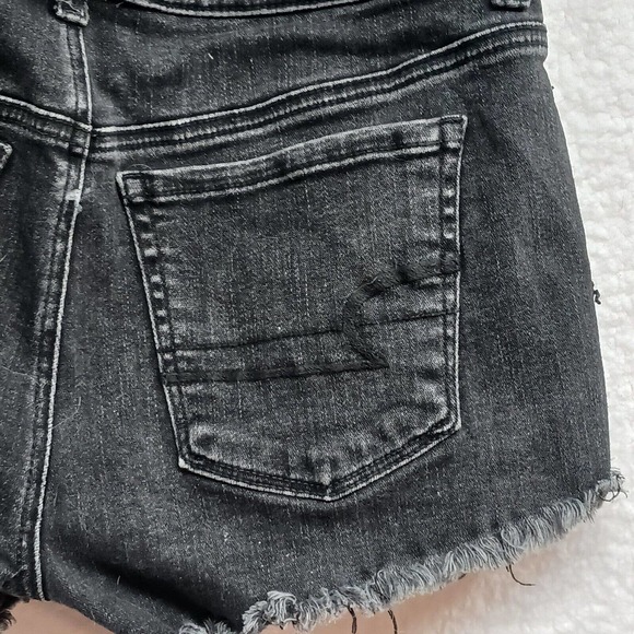 American Eagle Outfitters Black Shortie Denim Crochet Detail Shorts Size:4 26x2 - Picture 13 of 15